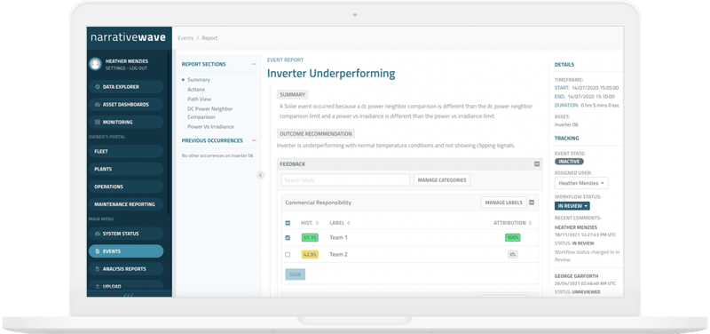 Screenshot showing Communicate options in narrativewave interface